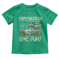 Operation Epic Fury Camo American Flag Toddler T Shirt B12 Spirit Stealth Bomber Formation Patriotic Air Power