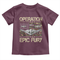 Operation Epic Fury Camo American Flag Toddler T Shirt B12 Spirit Stealth Bomber Formation Patriotic Air Power