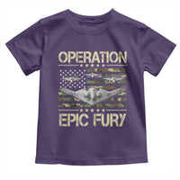 Operation Epic Fury Camo American Flag Toddler T Shirt B12 Spirit Stealth Bomber Formation Patriotic Air Power