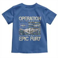 Operation Epic Fury Camo American Flag Toddler T Shirt B12 Spirit Stealth Bomber Formation Patriotic Air Power