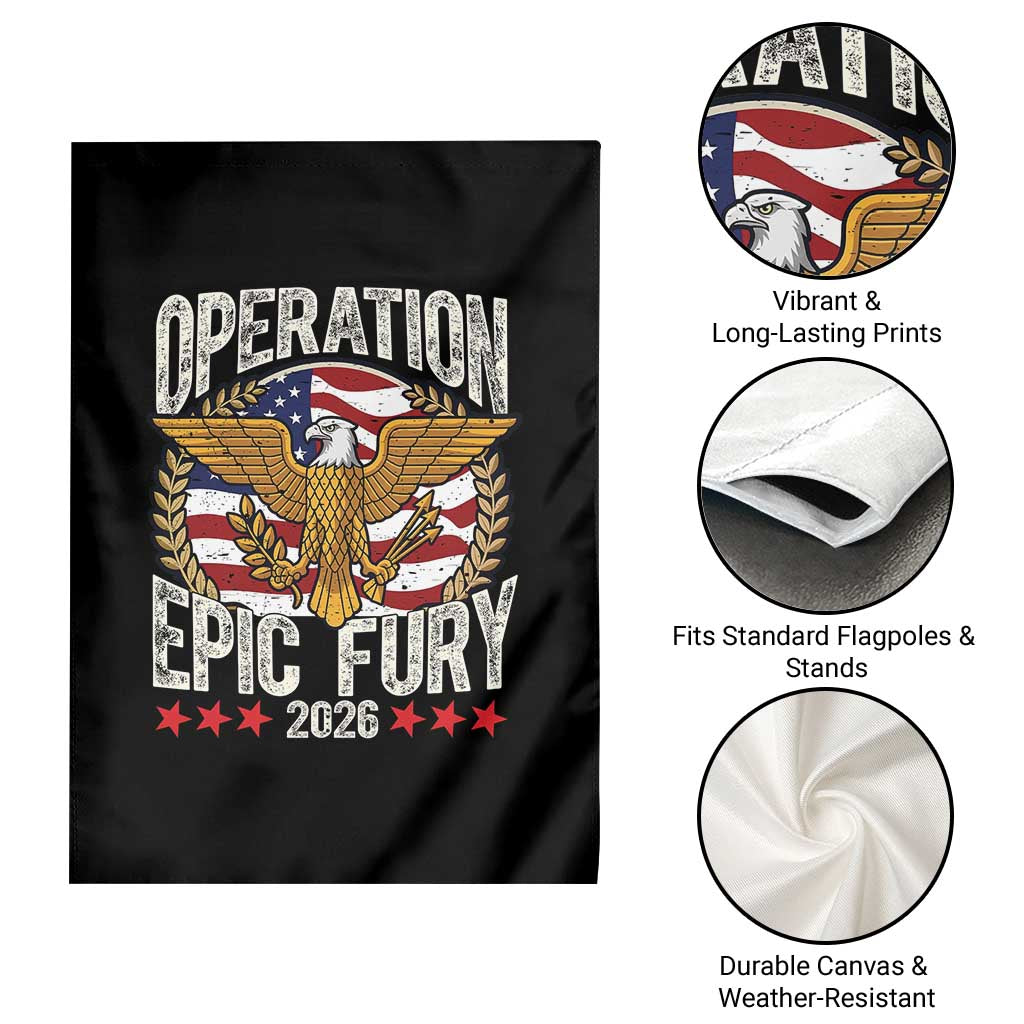 Operation Epic Fury 2026 Patriotic Eagle Crest Garden Flag American Strength and Freedom