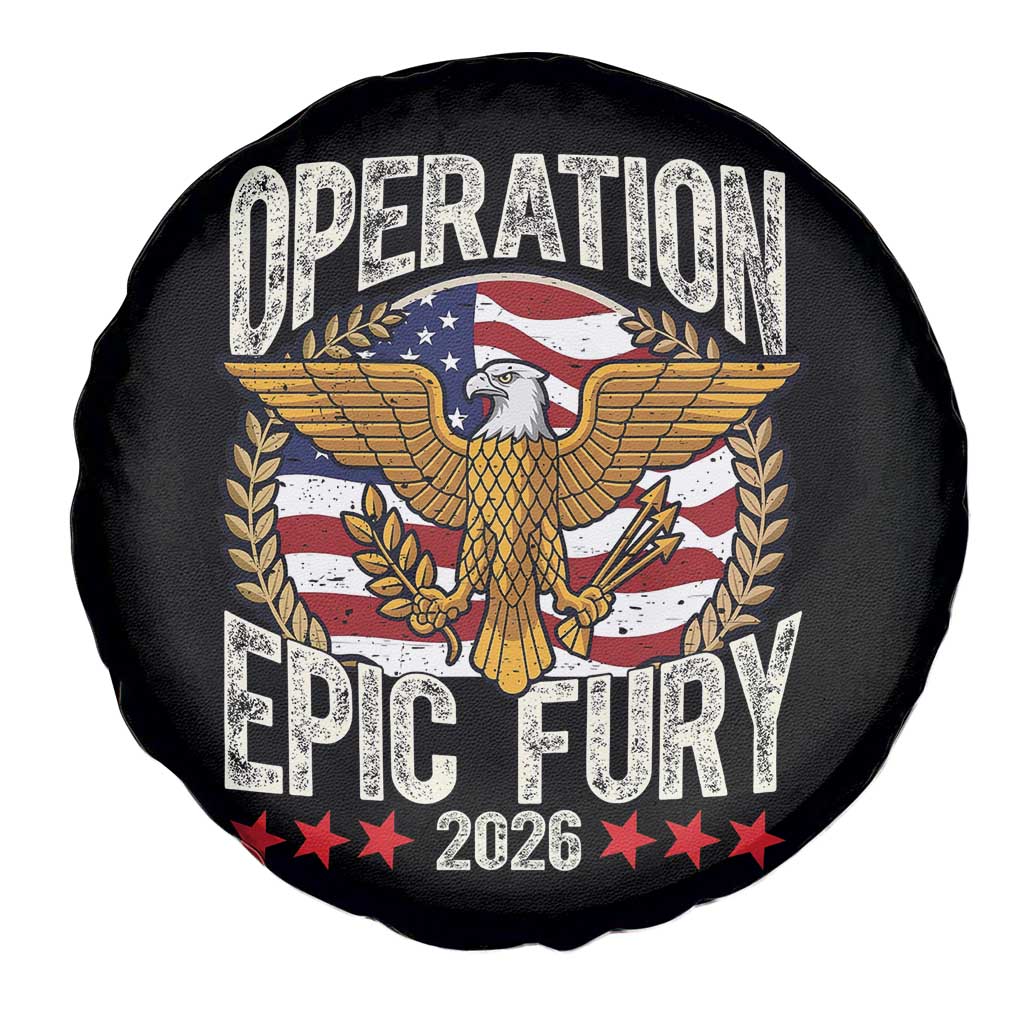 Operation Epic Fury 2026 Patriotic Eagle Crest Spare Tire Cover American Strength and Freedom