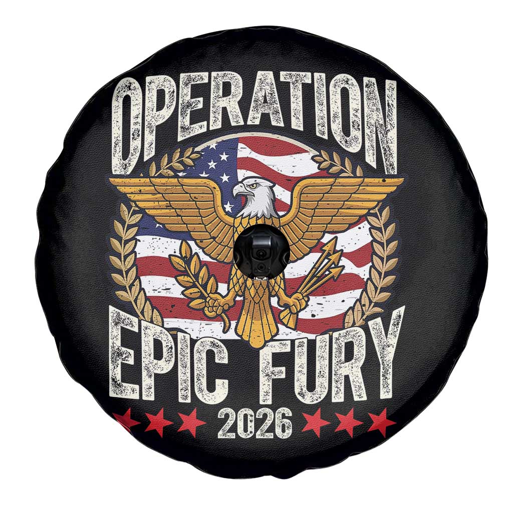 Operation Epic Fury 2026 Patriotic Eagle Crest Spare Tire Cover American Strength and Freedom