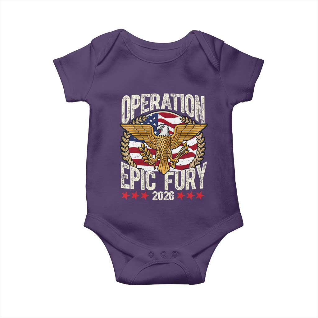 Operation Epic Fury 2026 Patriotic Eagle Crest Baby Onesie American Strength and Freedom