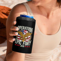 Operation Epic Fury 2026 Patriotic Eagle Crest 4 in 1 Can Cooler Tumbler American Strength and Freedom
