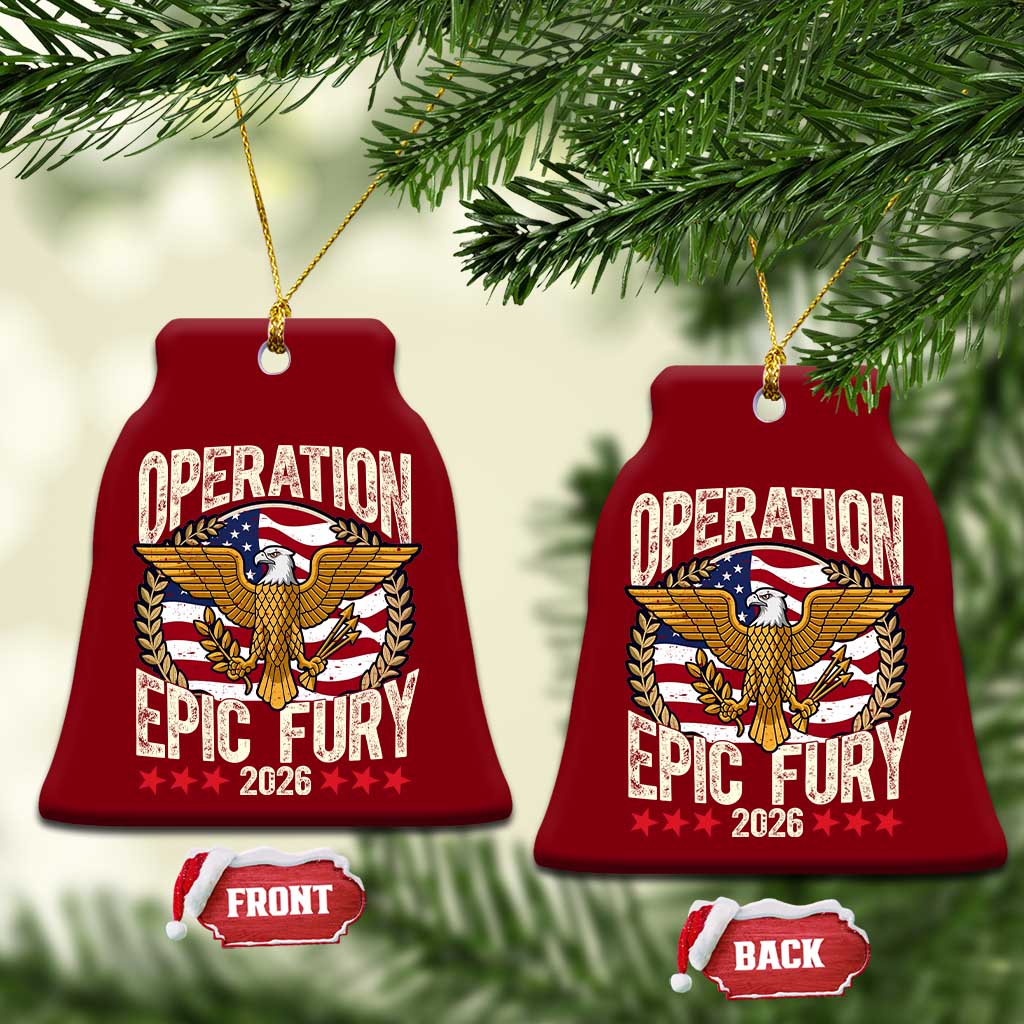 Operation Epic Fury 2026 Patriotic Eagle Crest Ceramic Ornament American Strength and Freedom