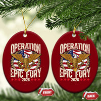 Operation Epic Fury 2026 Patriotic Eagle Crest Ceramic Ornament American Strength and Freedom