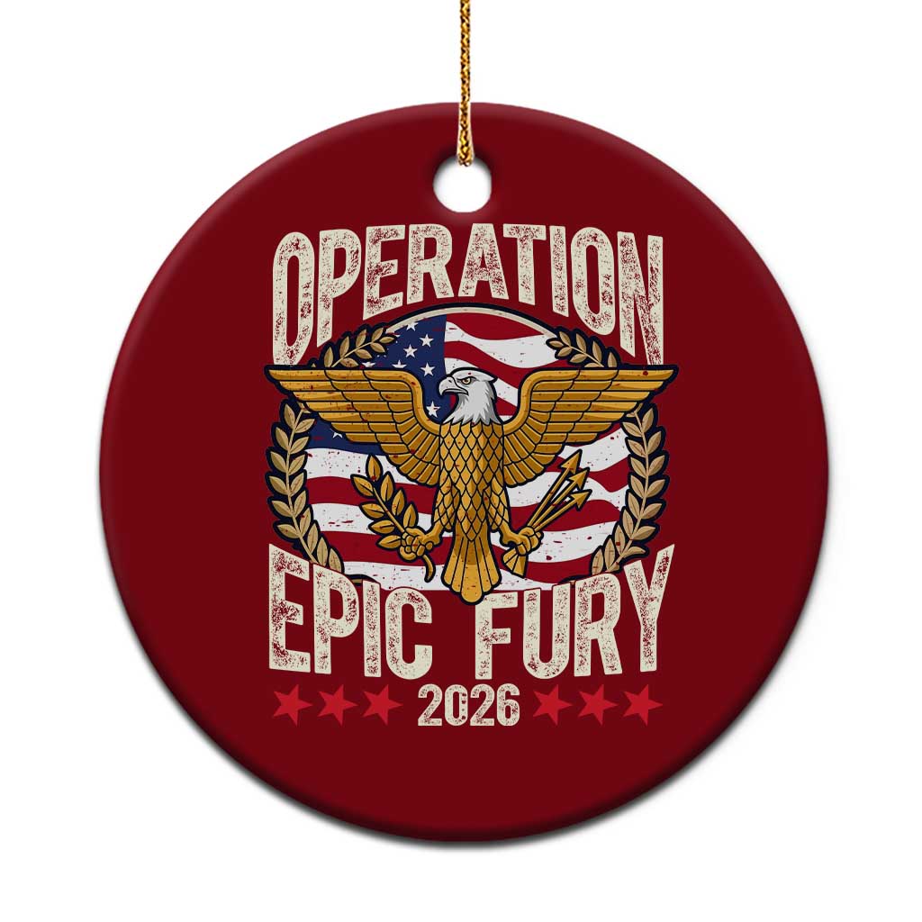 Operation Epic Fury 2026 Patriotic Eagle Crest Ceramic Ornament American Strength and Freedom