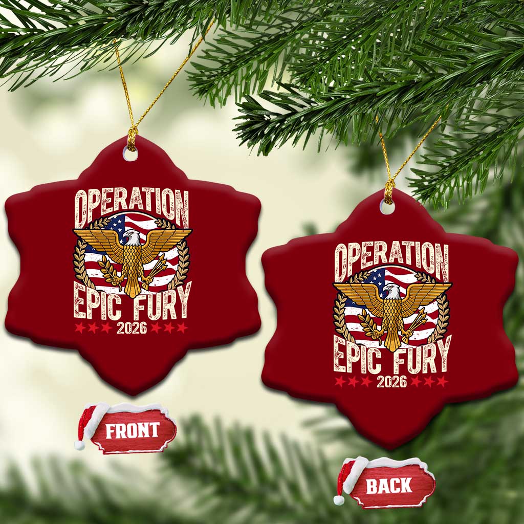 Operation Epic Fury 2026 Patriotic Eagle Crest Ceramic Ornament American Strength and Freedom