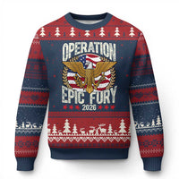 Operation Epic Fury 2026 Patriotic Eagle Crest Ugly Christmas Sweater American Strength and Freedom