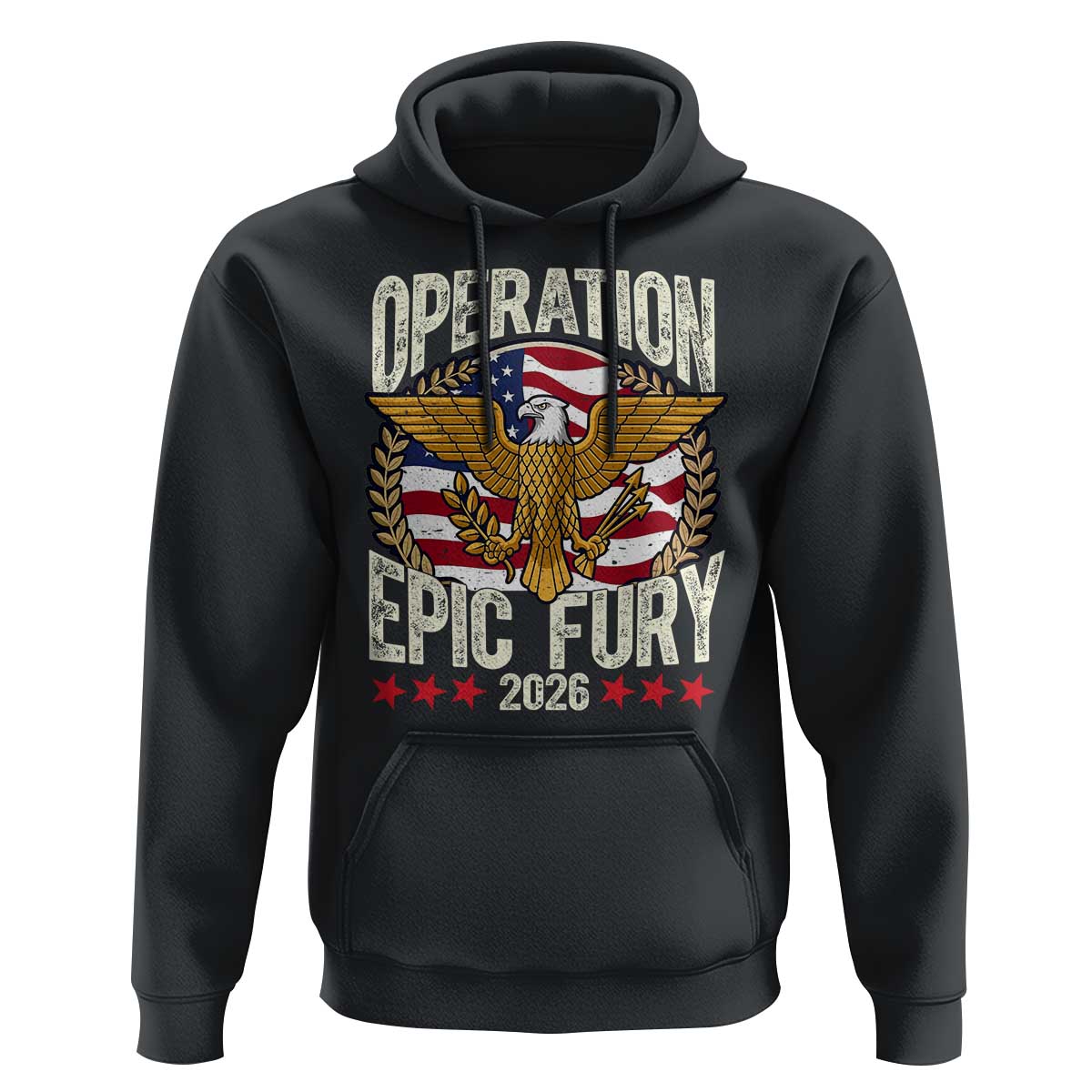 Operation Epic Fury 2026 Patriotic Eagle Crest Hoodie American Strength and Freedom