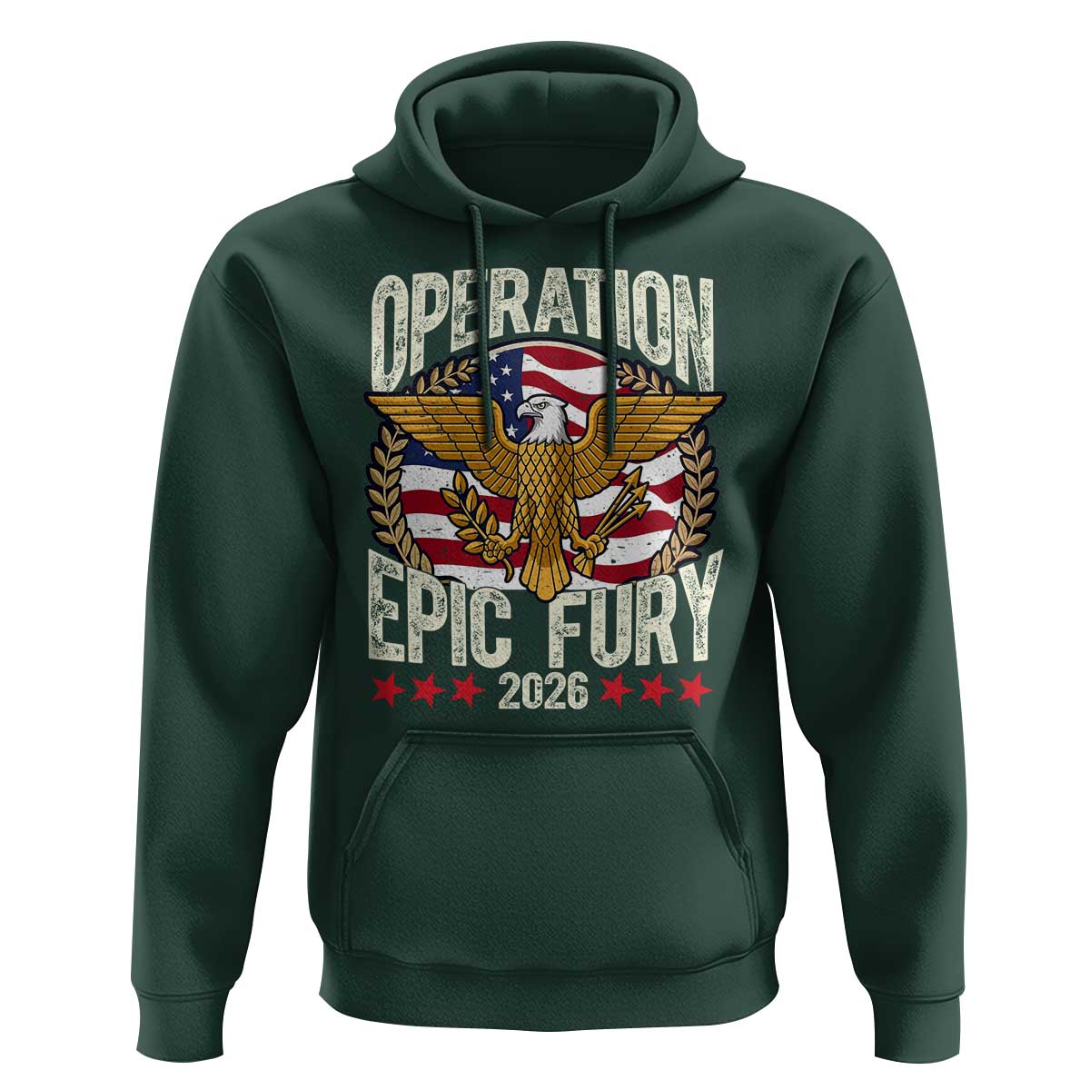 Operation Epic Fury 2026 Patriotic Eagle Crest Hoodie American Strength and Freedom