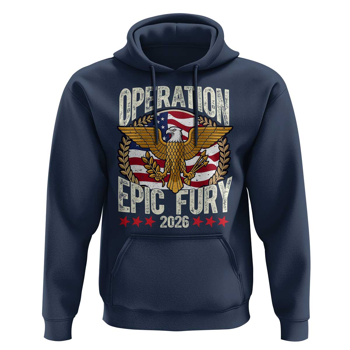 Operation Epic Fury 2026 Patriotic Eagle Crest Hoodie American Strength and Freedom