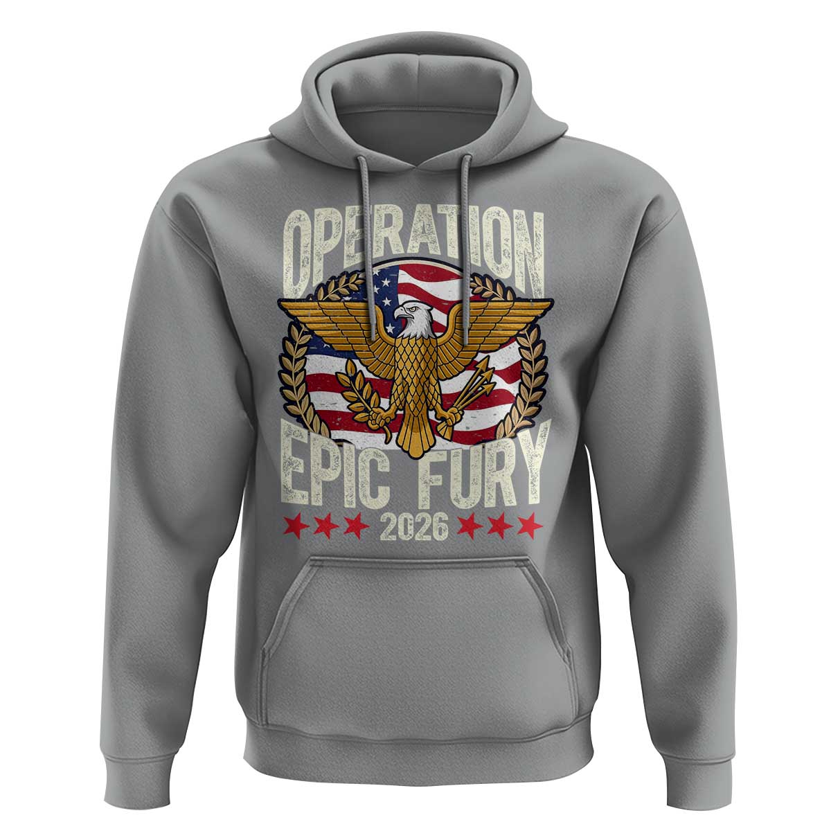 Operation Epic Fury 2026 Patriotic Eagle Crest Hoodie American Strength and Freedom