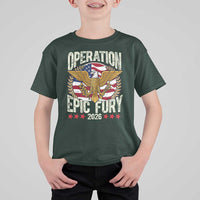 Operation Epic Fury 2026 Patriotic Eagle Crest T Shirt For Kid American Strength and Freedom