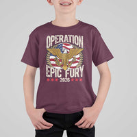 Operation Epic Fury 2026 Patriotic Eagle Crest T Shirt For Kid American Strength and Freedom