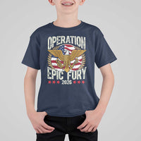 Operation Epic Fury 2026 Patriotic Eagle Crest T Shirt For Kid American Strength and Freedom