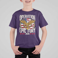 Operation Epic Fury 2026 Patriotic Eagle Crest T Shirt For Kid American Strength and Freedom