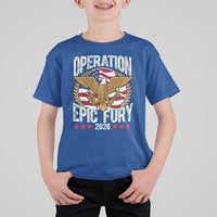 Operation Epic Fury 2026 Patriotic Eagle Crest T Shirt For Kid American Strength and Freedom