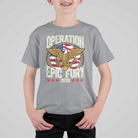 Operation Epic Fury 2026 Patriotic Eagle Crest T Shirt For Kid American Strength and Freedom