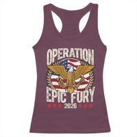 Operation Epic Fury 2026 Patriotic Eagle Crest Racerback Tank Top American Strength and Freedom