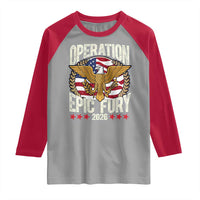 Operation Epic Fury 2026 Patriotic Eagle Crest Raglan Shirt American Strength and Freedom