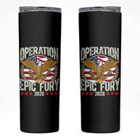 Operation Epic Fury 2026 Patriotic Eagle Crest Skinny Tumbler American Strength and Freedom