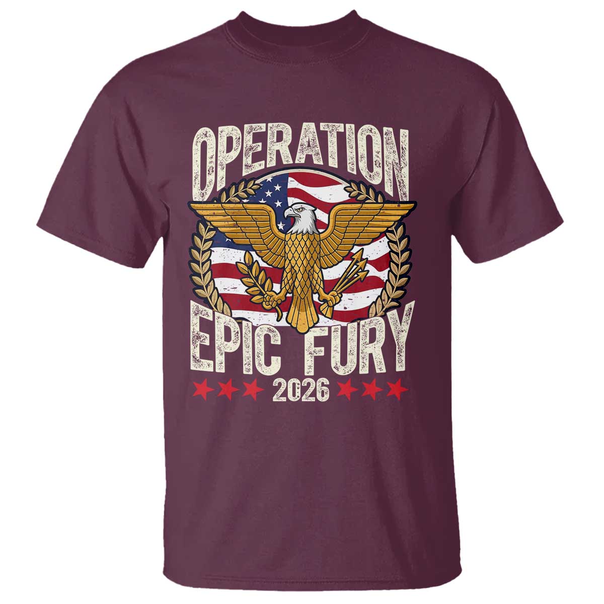 Operation Epic Fury 2026 Patriotic Eagle Crest T Shirt American Strength and Freedom