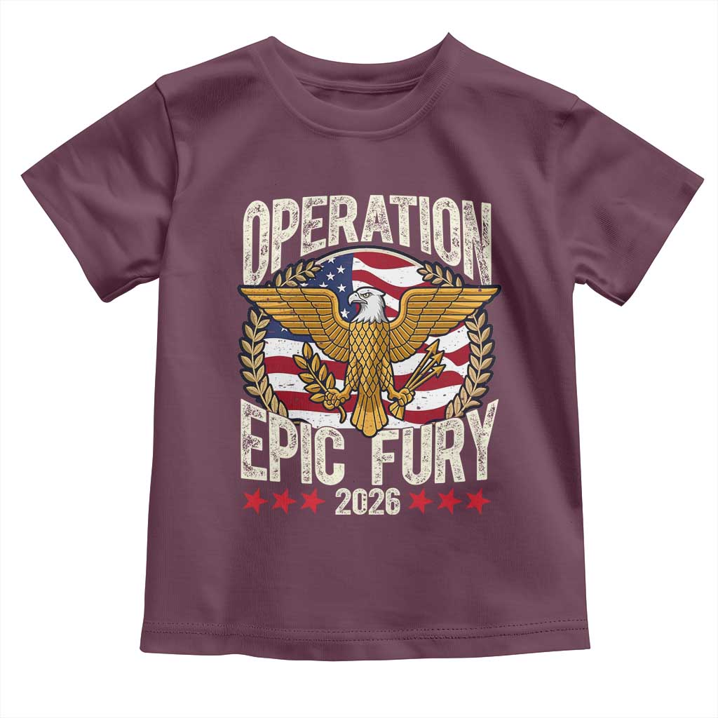 Operation Epic Fury 2026 Patriotic Eagle Crest Toddler T Shirt American Strength and Freedom