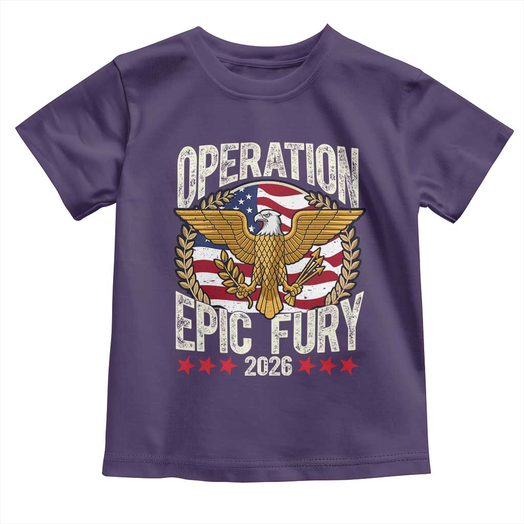 Operation Epic Fury 2026 Patriotic Eagle Crest Toddler T Shirt American Strength and Freedom