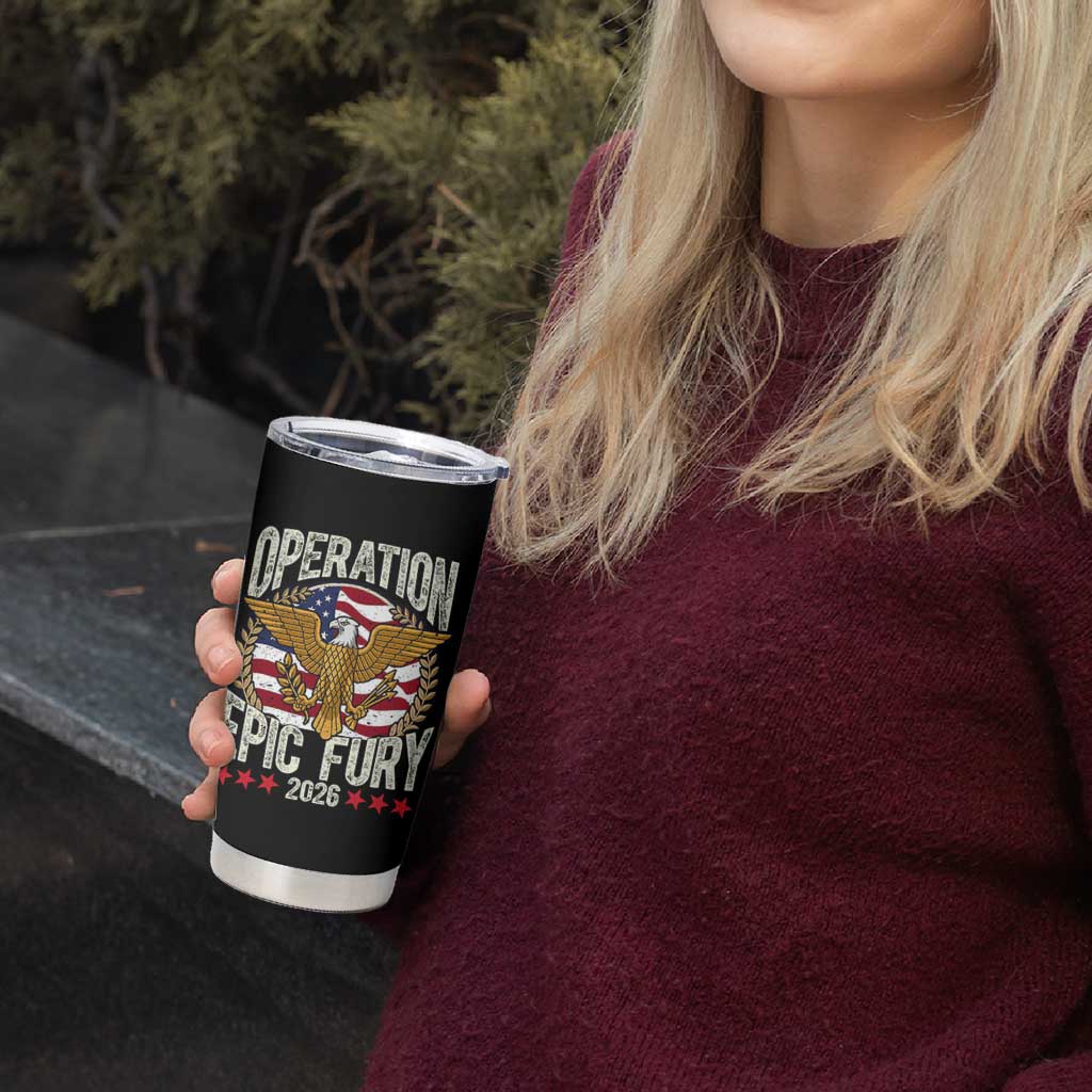 Operation Epic Fury 2026 Patriotic Eagle Crest Tumbler Cup American Strength and Freedom