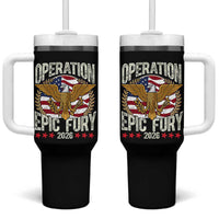 Operation Epic Fury 2026 Patriotic Eagle Crest Tumbler With Handle American Strength and Freedom