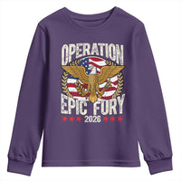 Operation Epic Fury 2026 Patriotic Eagle Crest Youth Sweatshirt American Strength and Freedom