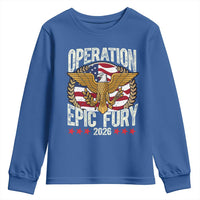 Operation Epic Fury 2026 Patriotic Eagle Crest Youth Sweatshirt American Strength and Freedom