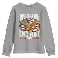 Operation Epic Fury 2026 Patriotic Eagle Crest Youth Sweatshirt American Strength and Freedom
