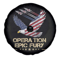 Operation Epic Fury American Eagle Flag Spare Tire Cover Jet Flyover USA Freedom