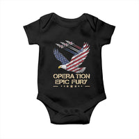 Operation Epic Fury American Eagle Flag Baby Onesie Jet Flyover USA Freedom
