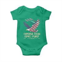 Operation Epic Fury American Eagle Flag Baby Onesie Jet Flyover USA Freedom