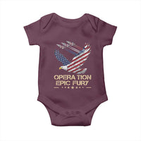 Operation Epic Fury American Eagle Flag Baby Onesie Jet Flyover USA Freedom