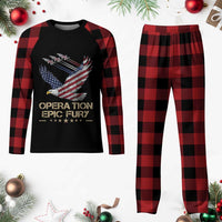 Operation Epic Fury American Eagle Flag Plaid Pajama Set Jet Flyover USA Freedom