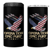 Operation Epic Fury American Eagle Flag 4 in 1 Can Cooler Tumbler Jet Flyover USA Freedom
