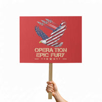 Operation Epic Fury American Eagle Flag Protest Sign Jet Flyover USA Freedom