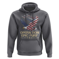 Operation Epic Fury American Eagle Flag Hoodie Jet Flyover USA Freedom