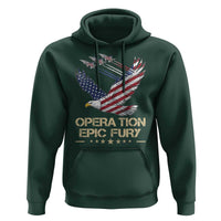 Operation Epic Fury American Eagle Flag Hoodie Jet Flyover USA Freedom
