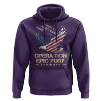 Operation Epic Fury American Eagle Flag Hoodie Jet Flyover USA Freedom