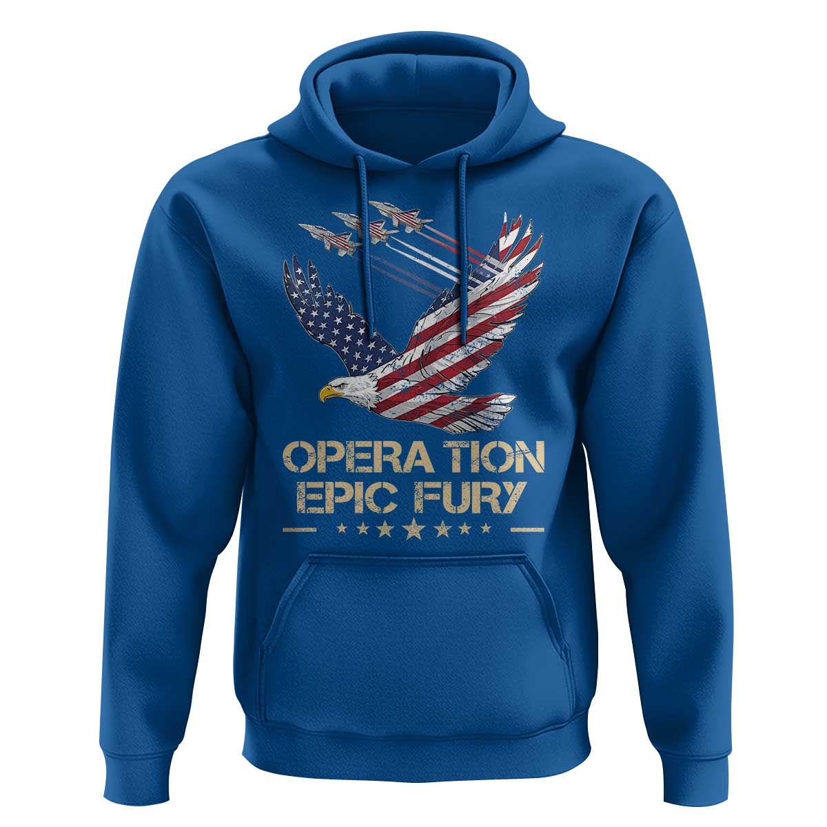 Operation Epic Fury American Eagle Flag Hoodie Jet Flyover USA Freedom