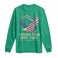 Operation Epic Fury American Eagle Flag Long Sleeve Shirt Jet Flyover USA Freedom