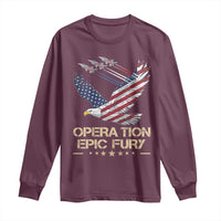 Operation Epic Fury American Eagle Flag Long Sleeve Shirt Jet Flyover USA Freedom