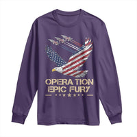 Operation Epic Fury American Eagle Flag Long Sleeve Shirt Jet Flyover USA Freedom