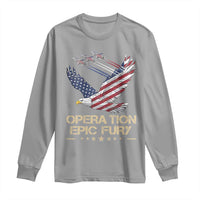 Operation Epic Fury American Eagle Flag Long Sleeve Shirt Jet Flyover USA Freedom